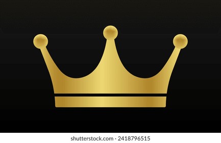 Crown icon. Golden king or queen sign. Royal, luxury symbol. Vector illustration.