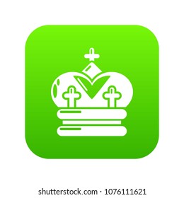 Crown icon green vector isolated on white background