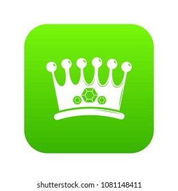 Crown icon green vector isolated on white background