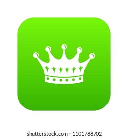 Crown icon green vector isolated on white background