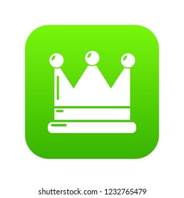 Crown icon green vector isolated on white background
