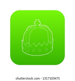 Crown icon green vector isolated on white background