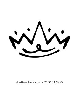 Crown Icon in Hand Drawn Doodle style isolated on white background. King crown sketches, majestic tiara, king and queen royal diadems vector. Line art prince and princess luxurious head accessories.