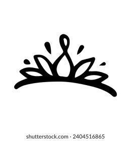 Crown Icon in Hand Drawn Doodle style isolated on white background. King crown sketches, majestic tiara, king and queen royal diadems vector. Line art prince and princess luxurious head accessories.