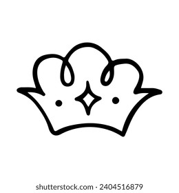 Icono de la corona en estilo de garabato dibujado a mano aislado en fondo blanco. Dibujos de la corona del rey, tiara majestuosa, vector de diademos reales rey y reina. Principio de línea de arte y accesorios lujosos para la cabeza de princesa princesa.