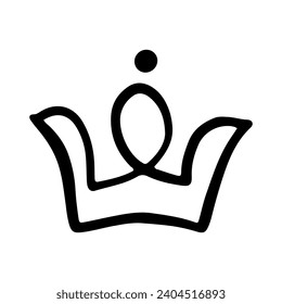 Icono de la corona en estilo de garabato dibujado a mano aislado en fondo blanco. Dibujos de la corona del rey, tiara majestuosa, vector de diademos reales rey y reina. Principio de línea de arte y accesorios lujosos para la cabeza de princesa princesa.