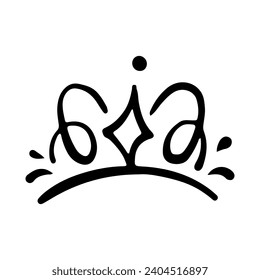 Crown Icon in Hand Drawn Doodle style isolated on white background. King crown sketches, majestic tiara, king and queen royal diadems vector. Line art prince and princess luxurious head accessories.