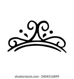 Crown Icon in Hand Drawn Doodle style isolated on white background. King crown sketches, majestic tiara, king and queen royal diadems vector. Line art prince and princess luxurious head accessories.