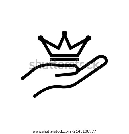 Crown icon with hand. suitable for power symbol, legitimacy, immortality, glory, prosperity, glory. line icon style. simple design editable. Design template vector
