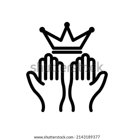 Crown icon with hand. suitable for power symbol, legitimacy, immortality, glory, prosperity, glory. line icon style. simple design editable. Design template vector