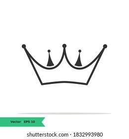 Plantilla de logotipo de Ilustración de Icono de la Corona. Ganador, Símbolo de signo de victoria. Icono de línea del vector EPS 10