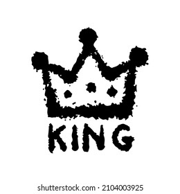Crown icon. Ink outline linear grunge sketch drawing. Front view. Vector simple flat graphic hand drawn illustration. The isolated object on a white background. Isolate.