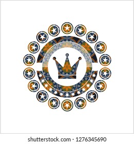 crown icon inside arabesque badge. arabic decoration.