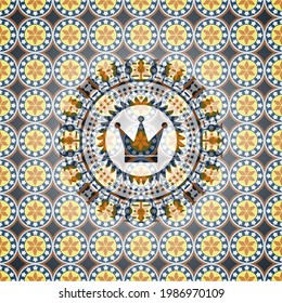 icono de la corona en el fondo de la placa árabe. Decoración árabe. 