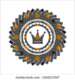 crown icon inside arabic emblem. Arabesque decoration.