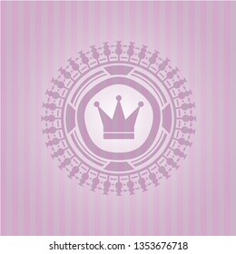 crown icon inside badge with pink background