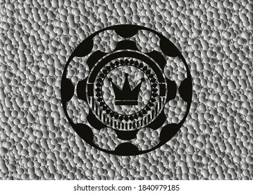 crown icon inside black emblem with grey bubbles background. Vintage. Vector Illustration. Detailed. 
