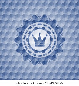 crown icon inside blue hexagon emblem.