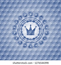 crown icon inside blue polygonal badge.