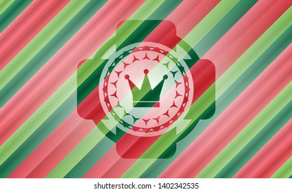crown icon inside christmas badge background.
