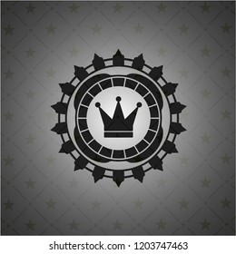 crown icon inside dark emblem. Retro