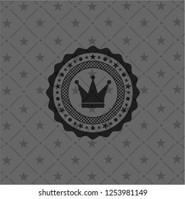 crown icon inside dark emblem. Retro
