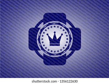 crown icon inside denim background