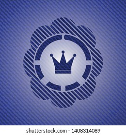 crown icon inside denim background