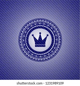 crown icon inside emblem with jean texture