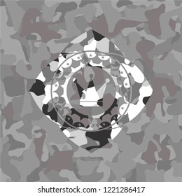 crown icon inside grey camo texture