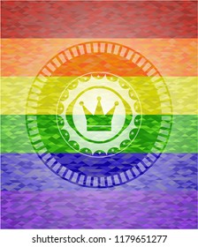 crown icon inside lgbt colors emblem 