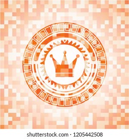 crown icon inside orange mosaic emblem