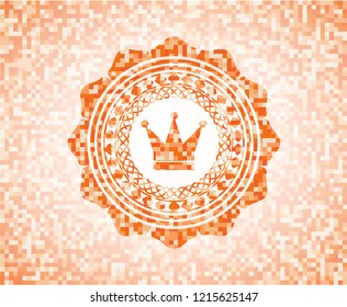 crown icon inside orange mosaic emblem