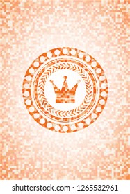 crown icon inside orange mosaic emblem with background