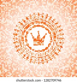 crown icon inside orange mosaic emblem with background