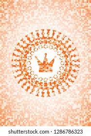 crown icon inside orange mosaic emblem with background