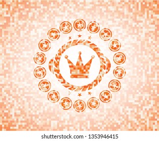 crown icon inside orange mosaic emblem