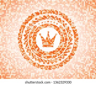 crown icon inside orange mosaic emblem