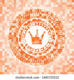 crown icon inside orange mosaic emblem with background