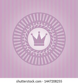 crown icon inside pink emblem. Vintage.
