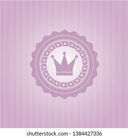crown icon inside realistic pink emblem