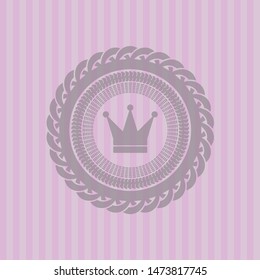 crown icon inside realistic pink emblem