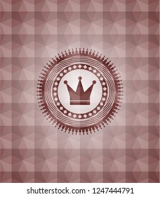 crown icon inside red badge with geometric pattern. Seamless.