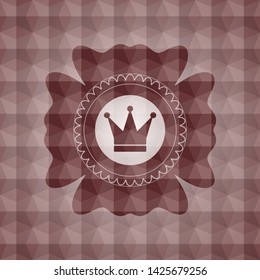 crown icon inside red badge with geometric background. Seamless.