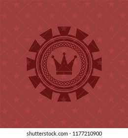 crown icon inside red emblem. Vintage.