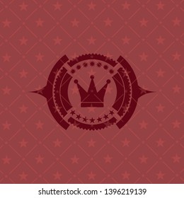 crown icon inside red emblem. Retro