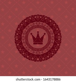 crown icon inside red emblem. Retro
