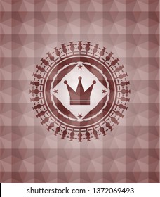 crown icon inside red geometric emblem. Seamless.