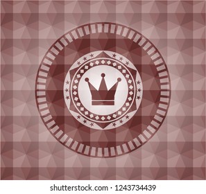 crown icon inside red seamless badge with geometric pattern.