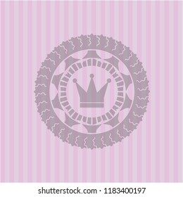 crown icon inside retro pink emblem